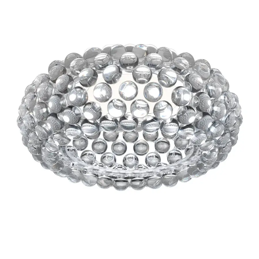 Superior Foscarini Caboche Plus ceiling lamp crafted in transparent PC arches with clear PMMA spheres and glossy finish