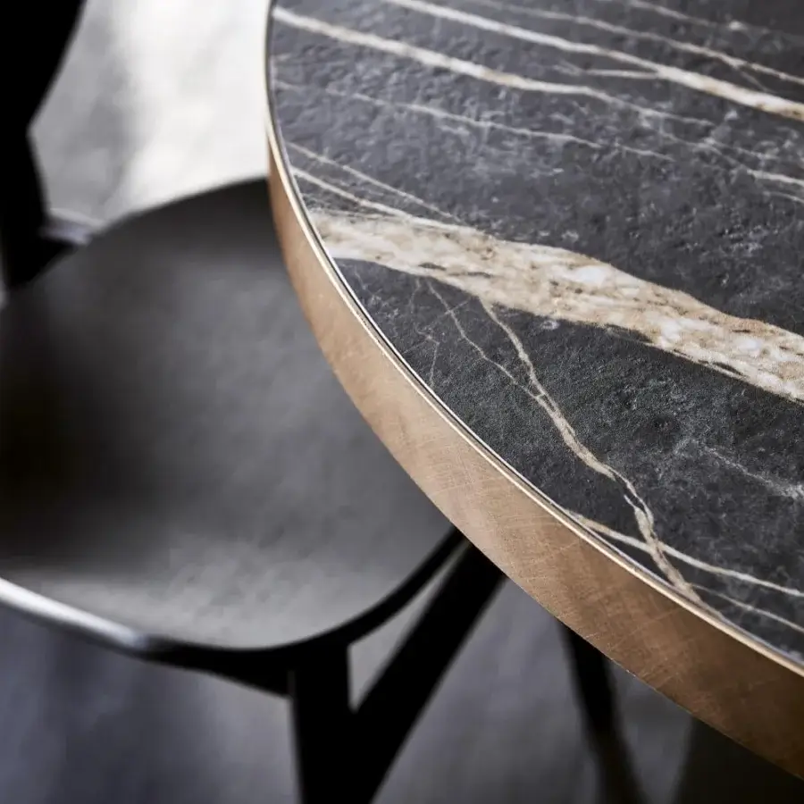 Superior Cattelan Italia Ribot Keramik table with dark Marmi Makalu ceramic top and titanium embossed lacquered steel base