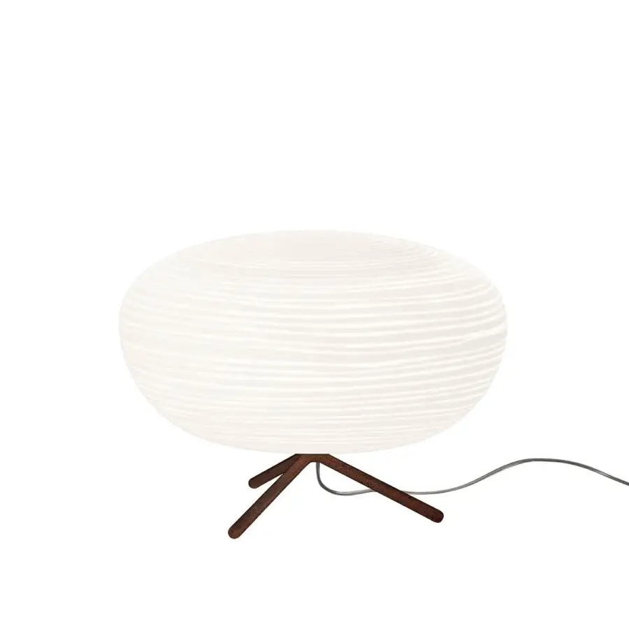 Superior Foscarini Rituals lamp with a striped blown glass shade and matte medium-dark brown epoxy powder-coated metal base