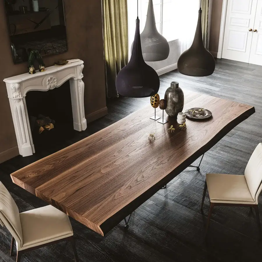 Distinguished Cattelan Italia Gordon Deep Wood table with expansive wood top and minimalist metal legs in matte finish