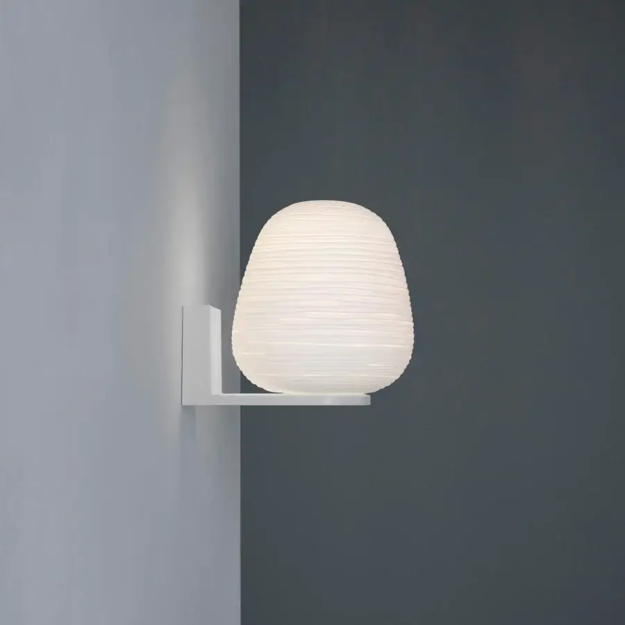 Superior Foscarini Rituals wall lamp with organic blown glass shade and epoxy powder coated metal support