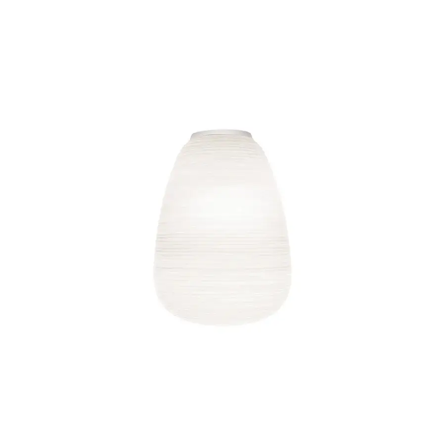 Exceptional Foscarini Rituals Semi wall lamp with striped hand-ground blown glass and white epoxy powder coated metal mount