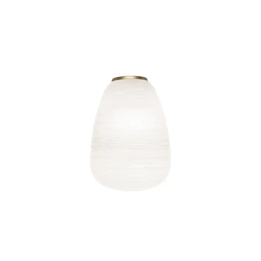 Elegant Foscarini Rituals Semi wall lamp with organic blown glass, striped effect and epoxy powder coated metal mount