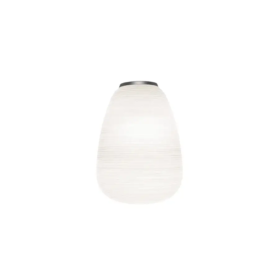Superior Foscarini Rituals Semi wall lamp with organic blown glass, striped effect and plaster-like finish crafted with a dark gray epoxy powder-coated metal mount