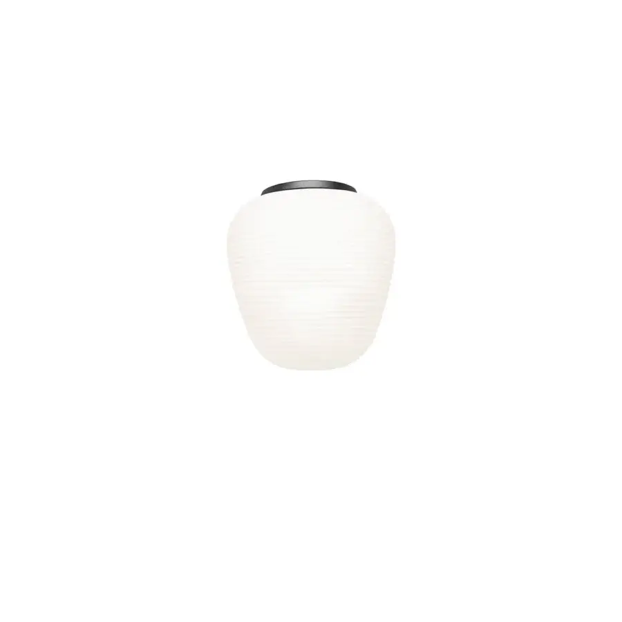 Elegant Foscarini Rituals Semi wall lamp with striped blown glass and translucent plaster-like finish crafted in dark metal