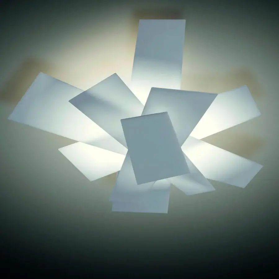 Distinguished Foscarini Big Bang ceiling lamp crafted in Italy with translucent white methacrylate and matte finish