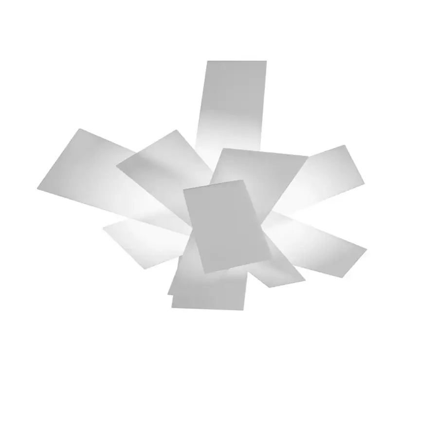 Superior Foscarini Big Bang ceiling lamp with reflected light and translucent white methacrylate slabs crafted in Italy