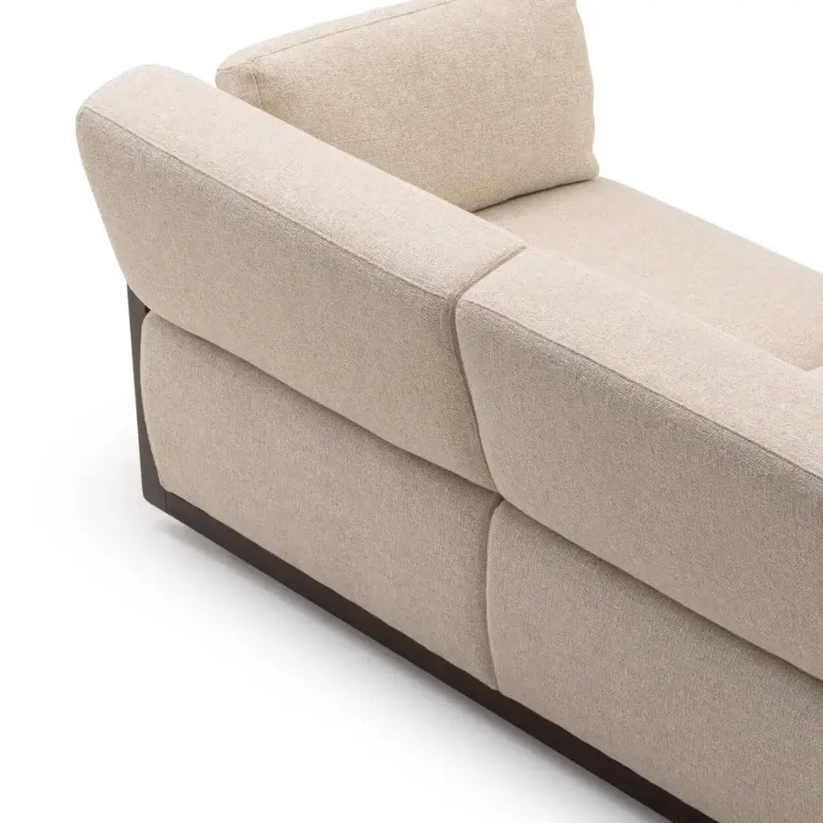 Distinguished Turri Net sofa with woven leather detailing and light beige textile upholstery in a matte finish