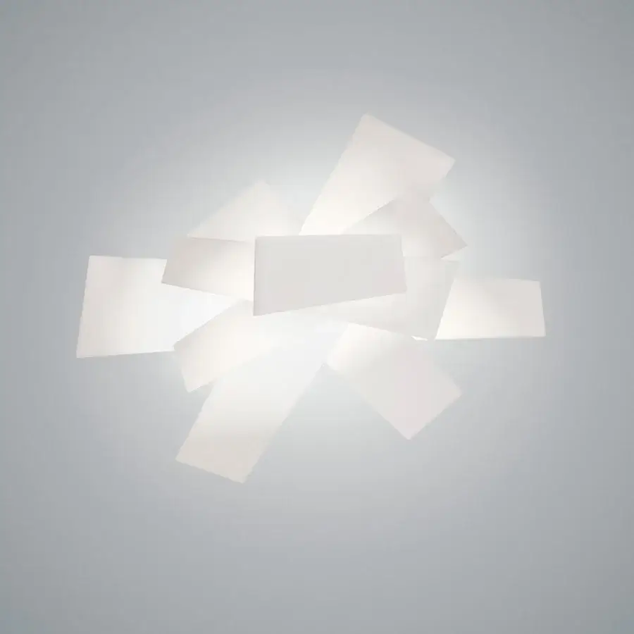 Captivating Foscarini Big Bang wall lamp crafted in translucent white methacrylate with intersecting geometric planes