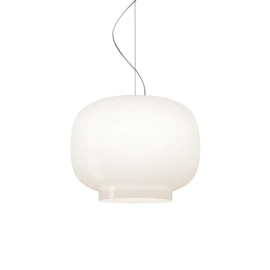Elegant Foscarini Chouchin suspension lamp with hand-blown cased glass diffuser and glossy finish