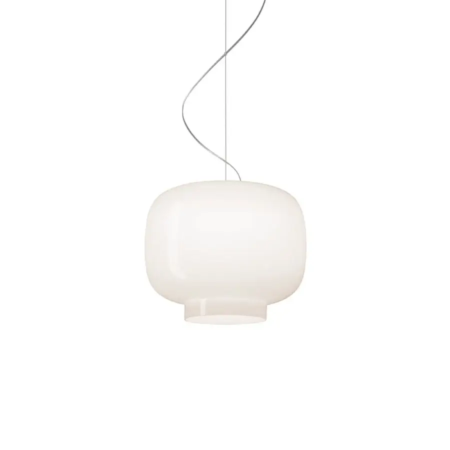 Superior Foscarini Chouchin suspension lamp with hand-blown cased glass and glossy white finish