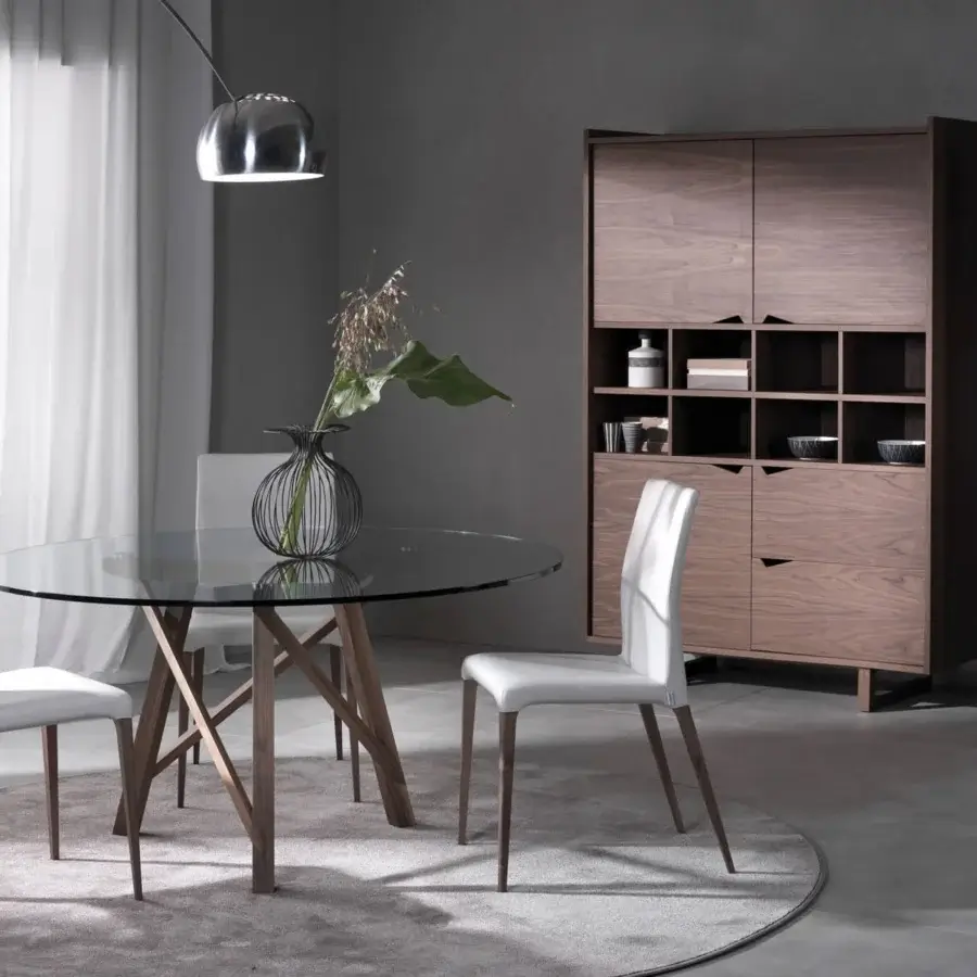 Elegant Pacini & Cappellini Eva chair with solid ash wood and smooth white seemingly synthetic seat and backrest
