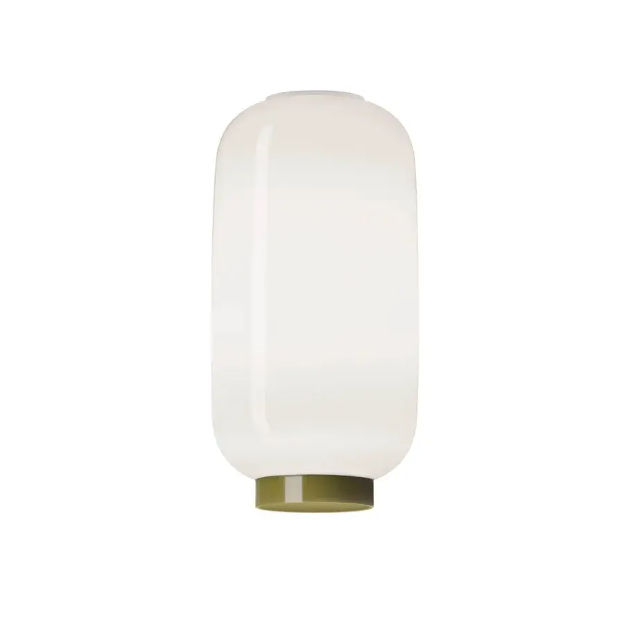 Superior Foscarini Chouchin Reverse ceiling lamp with hand-blown cased glass and glossy olive-green base