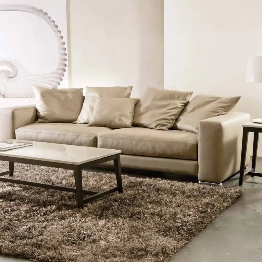 Superior Pacini & Cappellini Prisma coffee table with polished natural marble and dark brown matte ash wood structure