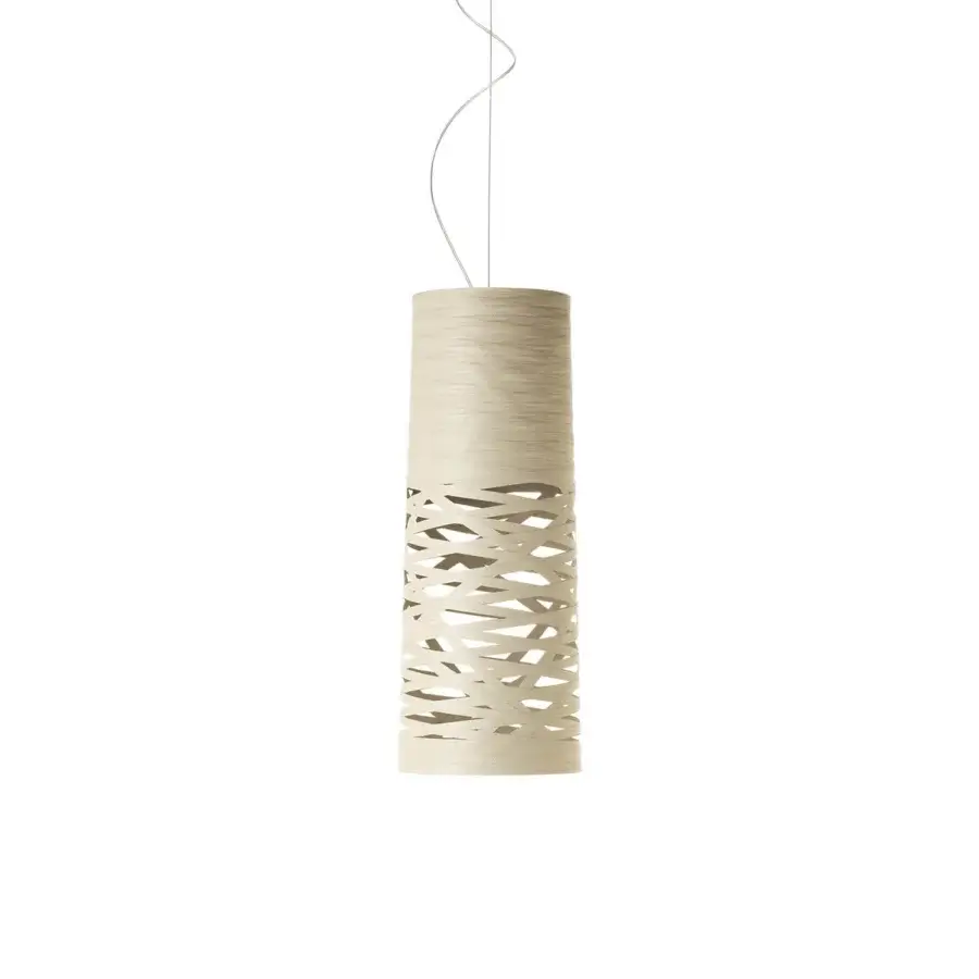 Exceptional Foscarini Tress suspension lamp crafted in pale beige fiberglass composite with a matte finish
