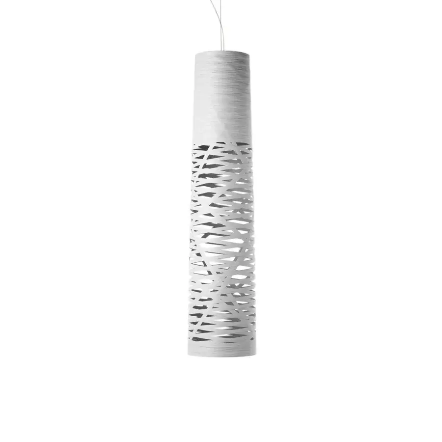 Captivating Foscarini Tress suspension lamp crafted in light gray fiberglass composite with latticework design