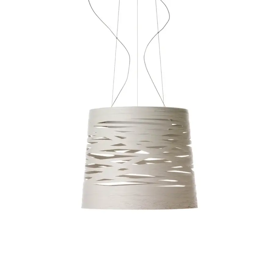 Exceptional Foscarini Tress Grande suspension lamp with woven fiberglass-based composite material and liquid coated finish