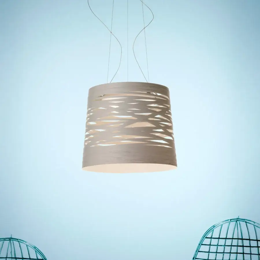 Superior Foscarini Tress Grande suspension lamp with light beige fiberglass-based composite material and matte finish