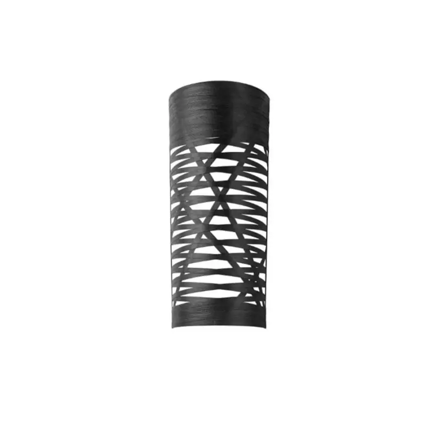 Captivating Foscarini Tress wall lamp crafted in fiberglass-based composite with a dark finish and interwoven lattice design