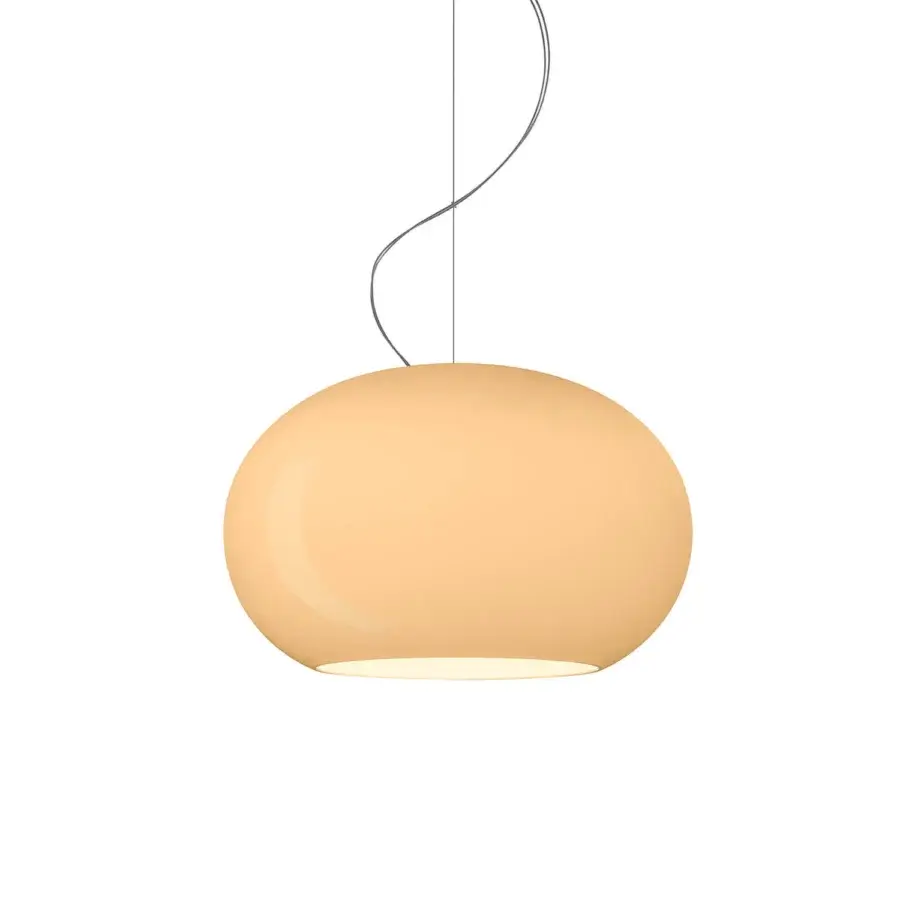 Superior Foscarini Buds suspension lamp with hand-blown cased glass in white and pale orange with glossy finish
