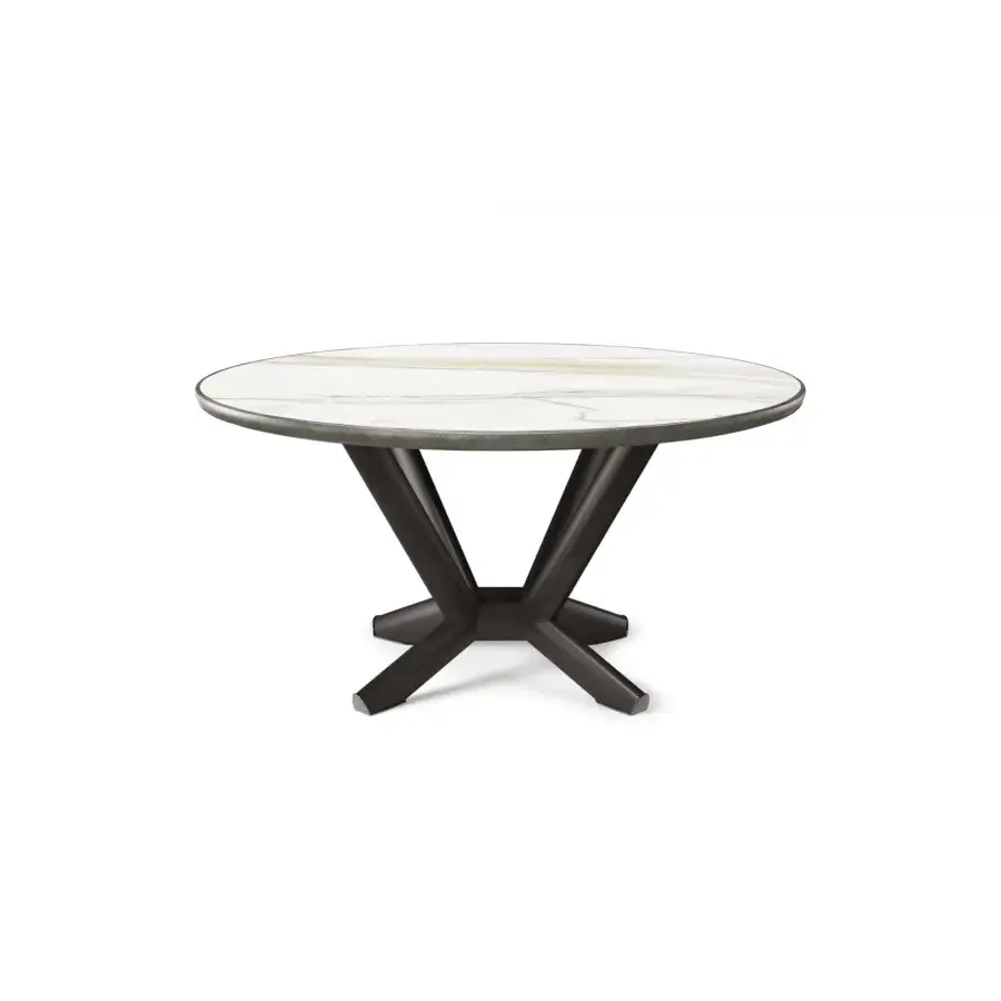 Luxury Cattelan Italia Planer Keramik table with white and beige ceramic top and dark matte steel base crafted in Italy