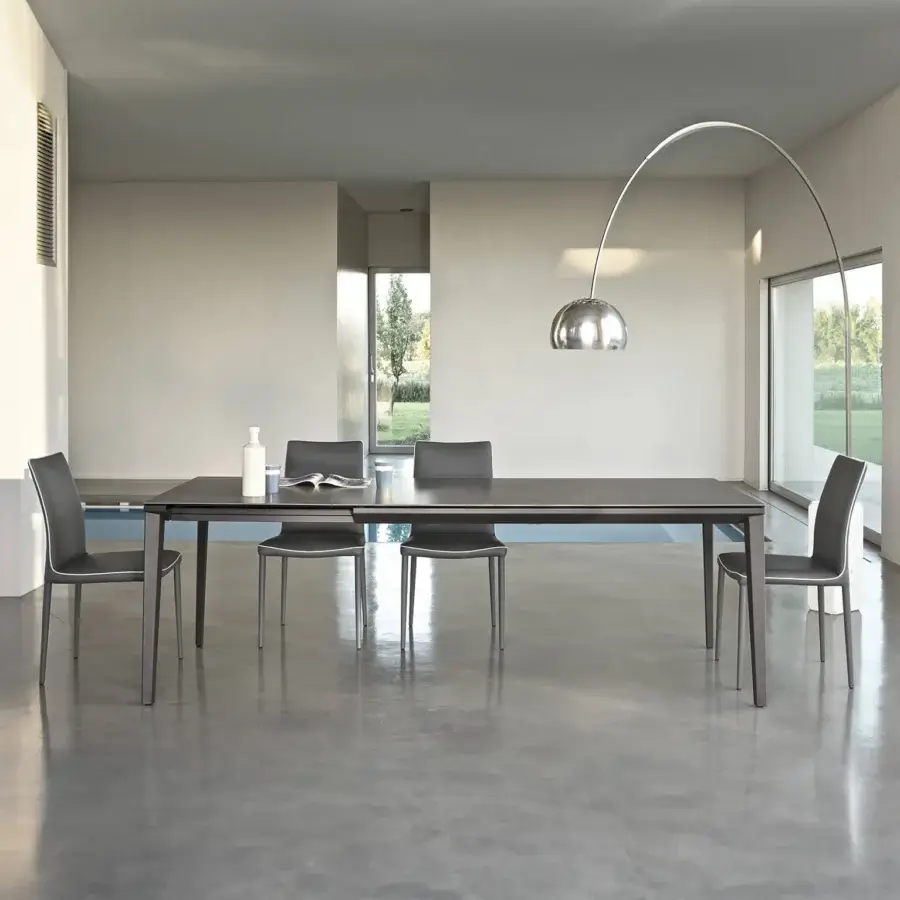 Distinguished Bontempi Echo table with dark gray wood-like composite tabletop and metal frame in a matte finish