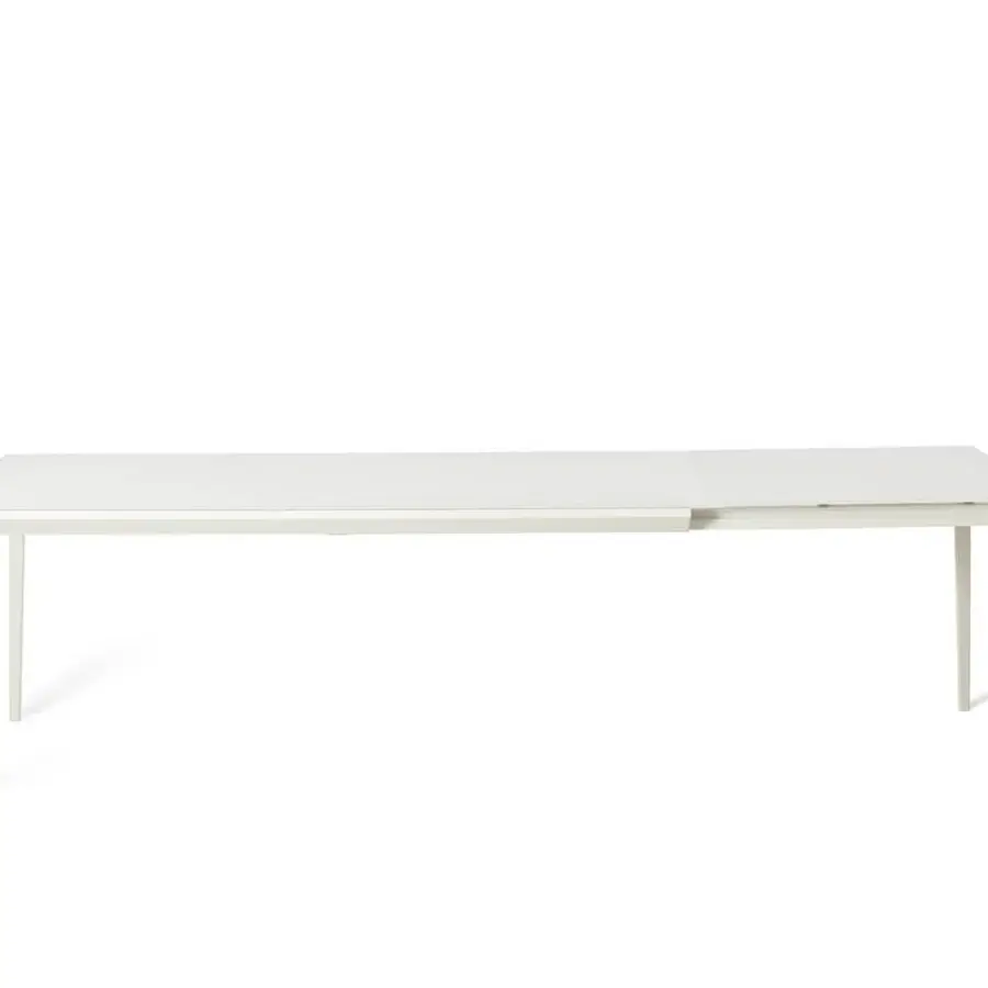 Superior Bontempi Echo table crafted in Italy with smooth matte white lines and extendable functionality