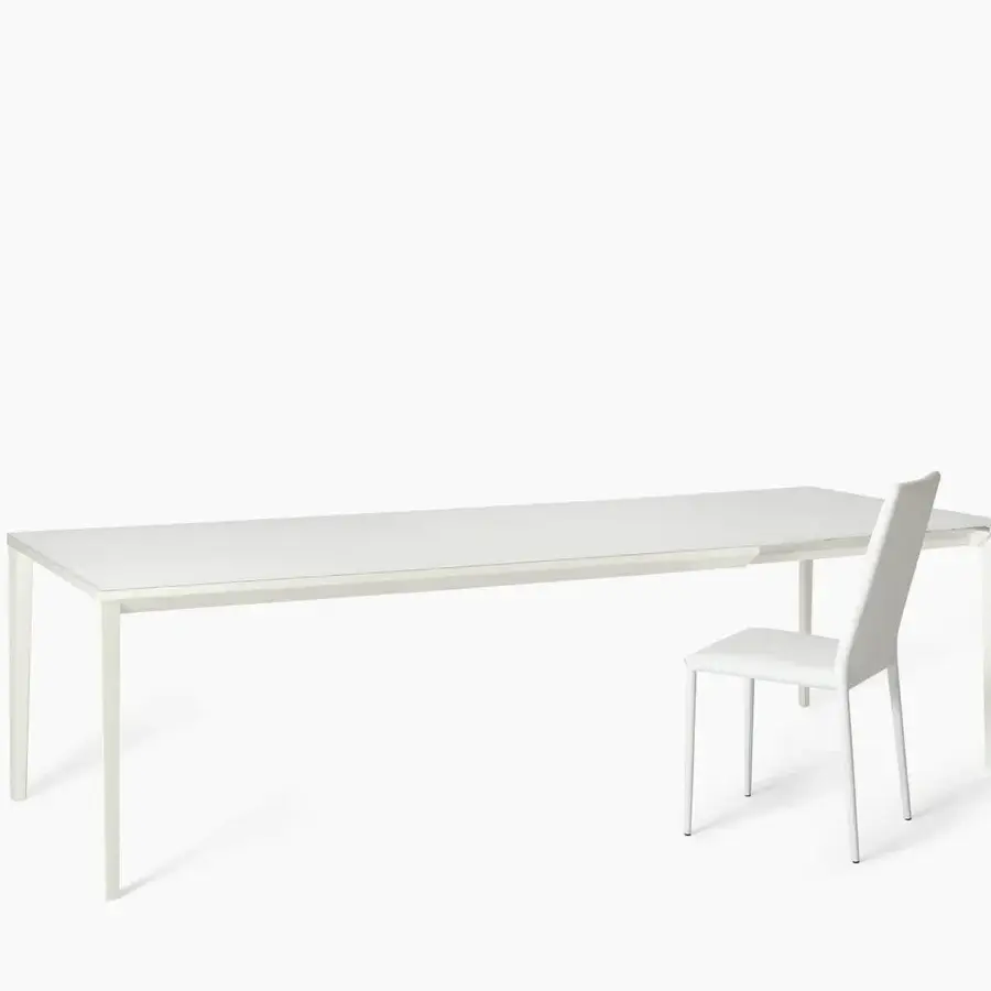 Distinguished Bontempi Echo table crafted in Italy with a smooth matte white surface and slender legs