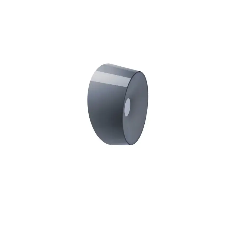 Gray wall lamp with cylindrical shape and matte finish, featuring a circular light aperture, minimalist design, studio product shot.