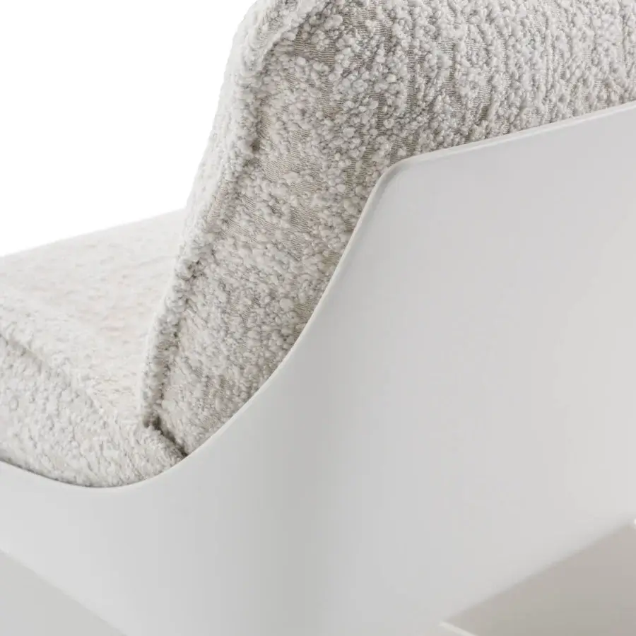 Elegant Turri Silhouette lounge chair with light gray fabric cushions and smooth matte white finish