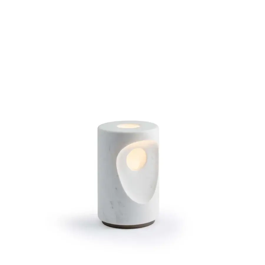 Distinguished Turri Silhouette table lamp in grey veined marble with varnished metal and a welcoming glow
