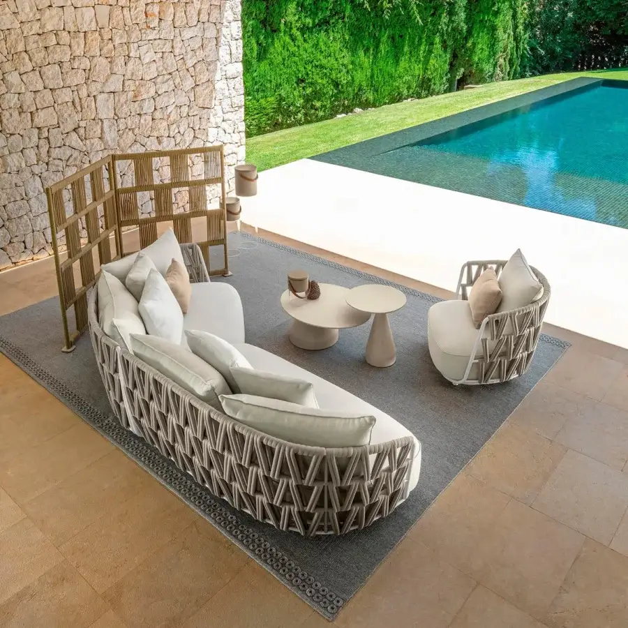 Superior Talenti Plaza coffee table crafted in light beige concrete with a smooth matte finish