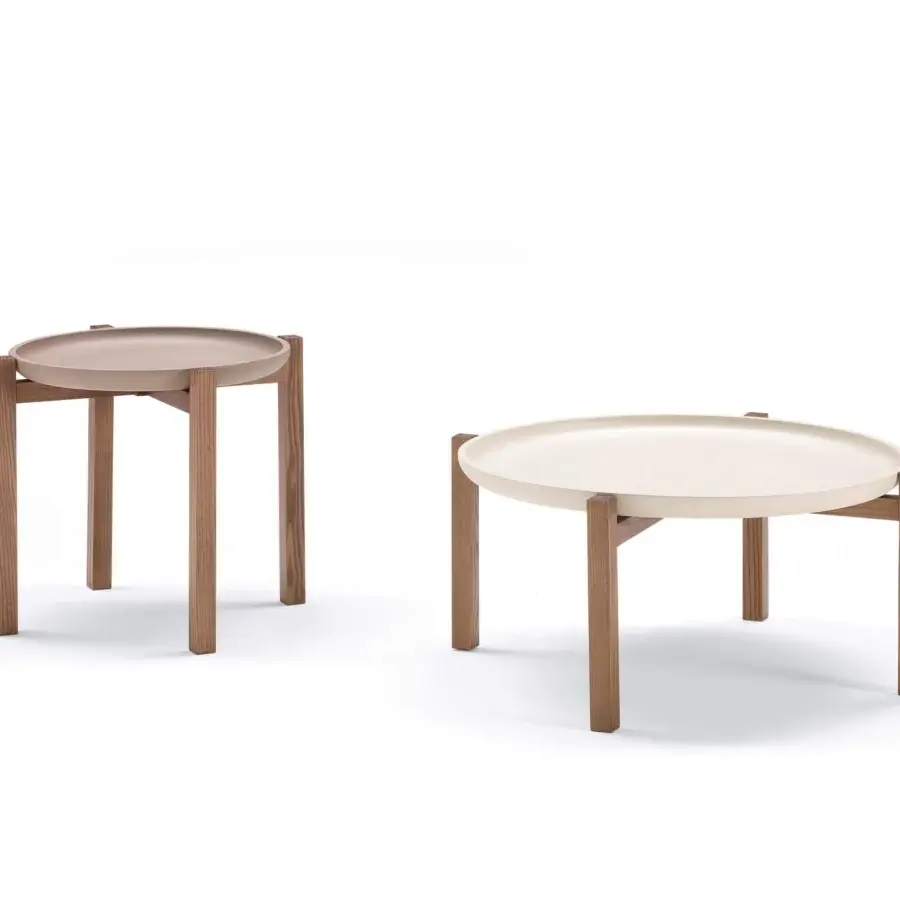 Distinguished Pacini & Cappellini Gong nightstand with cream tray top and solid ash wood frame in light brown finish