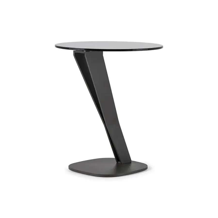 Exceptional Cattelan Italia Falco side table with transparent glass top and shaped steel base