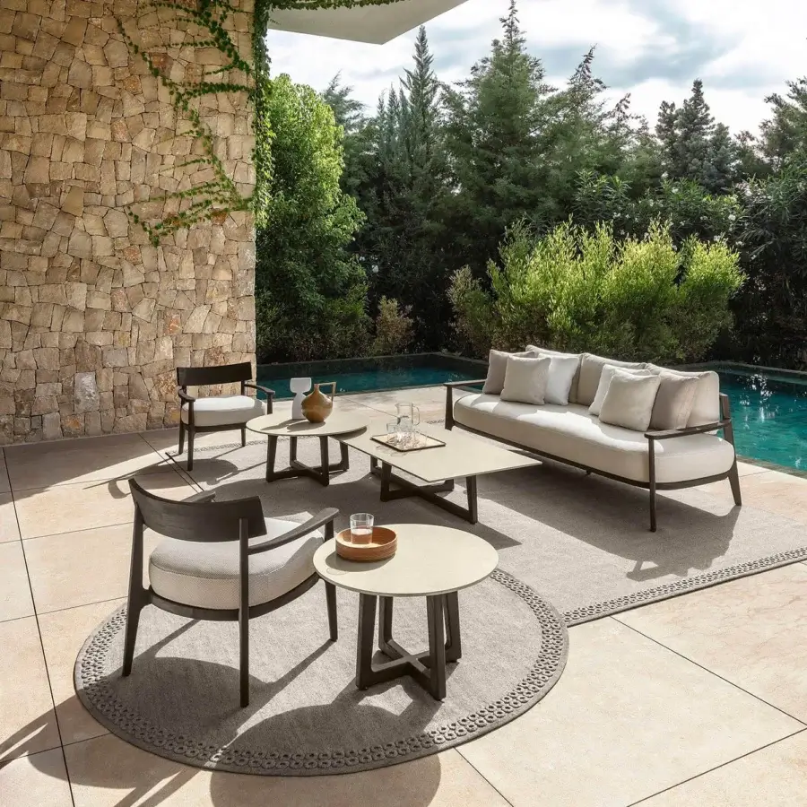 Superior Talenti Ever coffee table crafted in Italy with a matte composite material and light beige finish