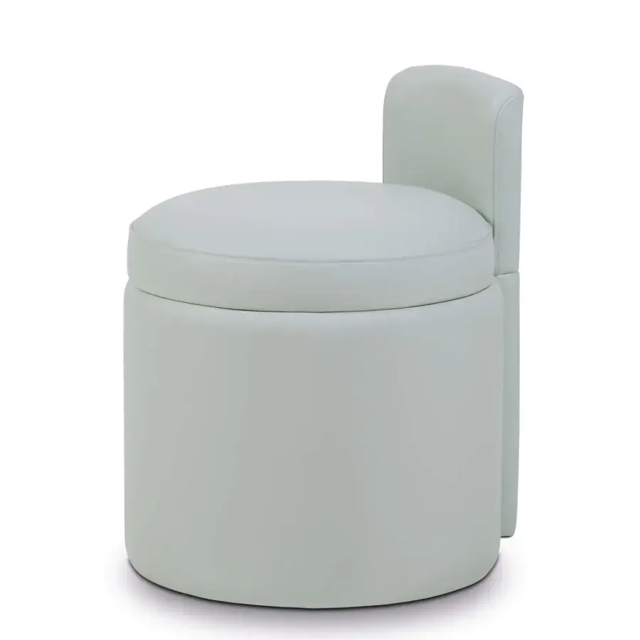 Distinguished Turri Madison ottoman with pale green fabric upholstery and gold button detail