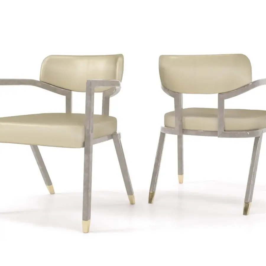 Distinguished Turri Madison armchair with glossy lacquered solid wood and light beige padding supported by light gold metal feet