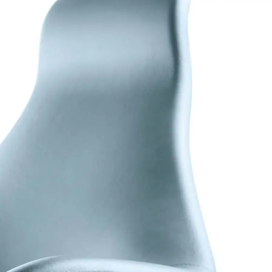 Superior Reflex Zenith lounge chair with light blue smooth leather upholstery and glazed stainless steel swiveling base