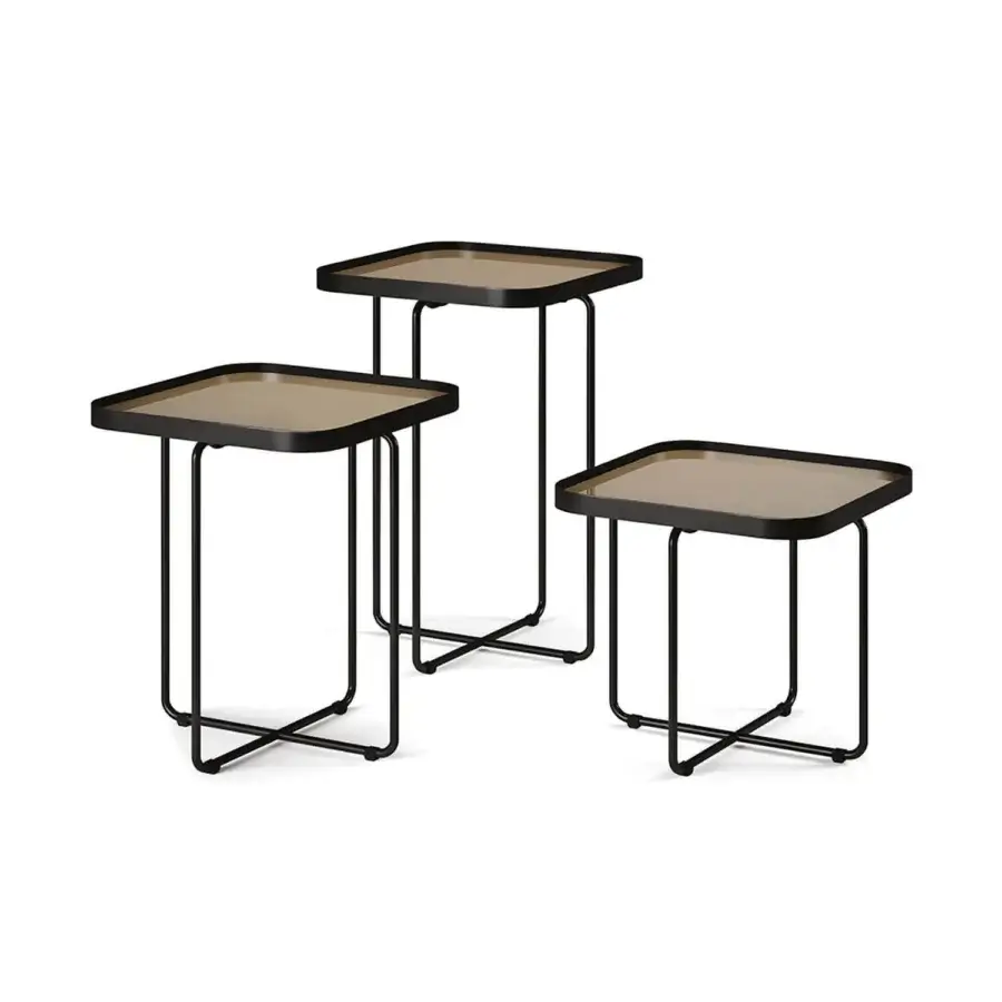 Sophisticated Cattelan Italia Benny coffee table with a brown Marmi ceramic top and black metal X legs
