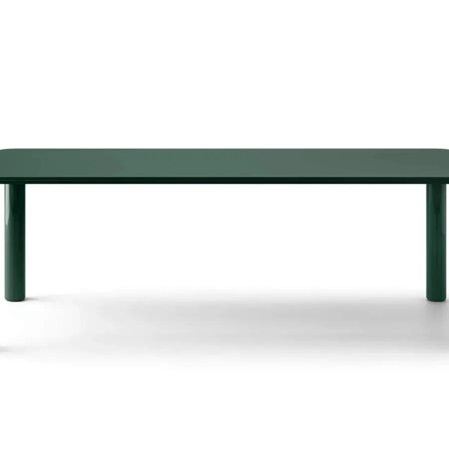 Harmonious Pacini & Cappellini Gio table with a wooden base and glossy dark green tone for contemporary interiors