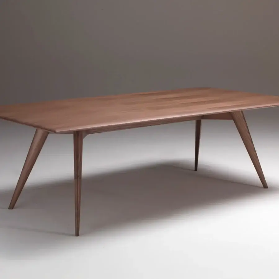 Elegant Pacini & Cappellini Novecento table crafted in Italy with medium brown veneered ash top and solid ash structure with a smooth matte finish