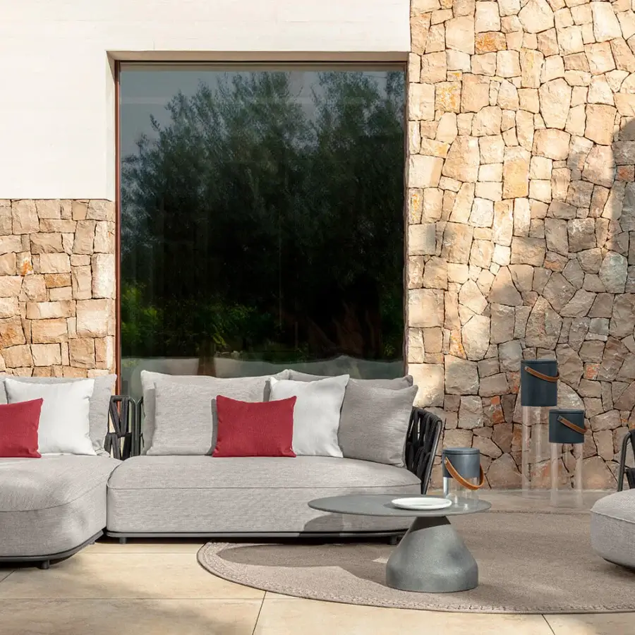 Superior Talenti Swipe swivel lounge chair with comfortable gray cushions and a dark woven frame crafted in Italy