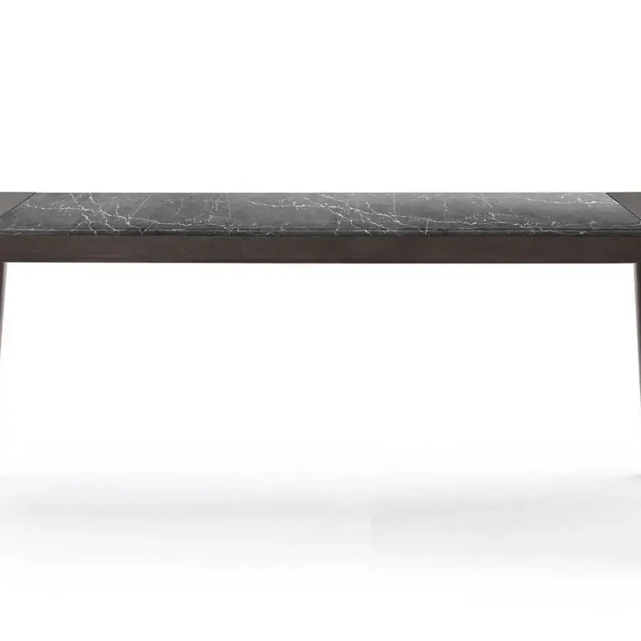 Elegant Pacini & Cappellini Fashion table crafted in polished natural marble with a dark brown solid ash frame