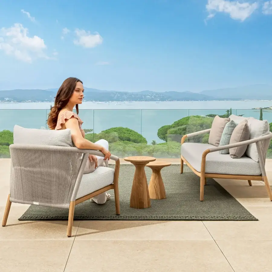 Distinguished Talenti Parker side and coffee table crafted in light to medium-toned wood with matte finish