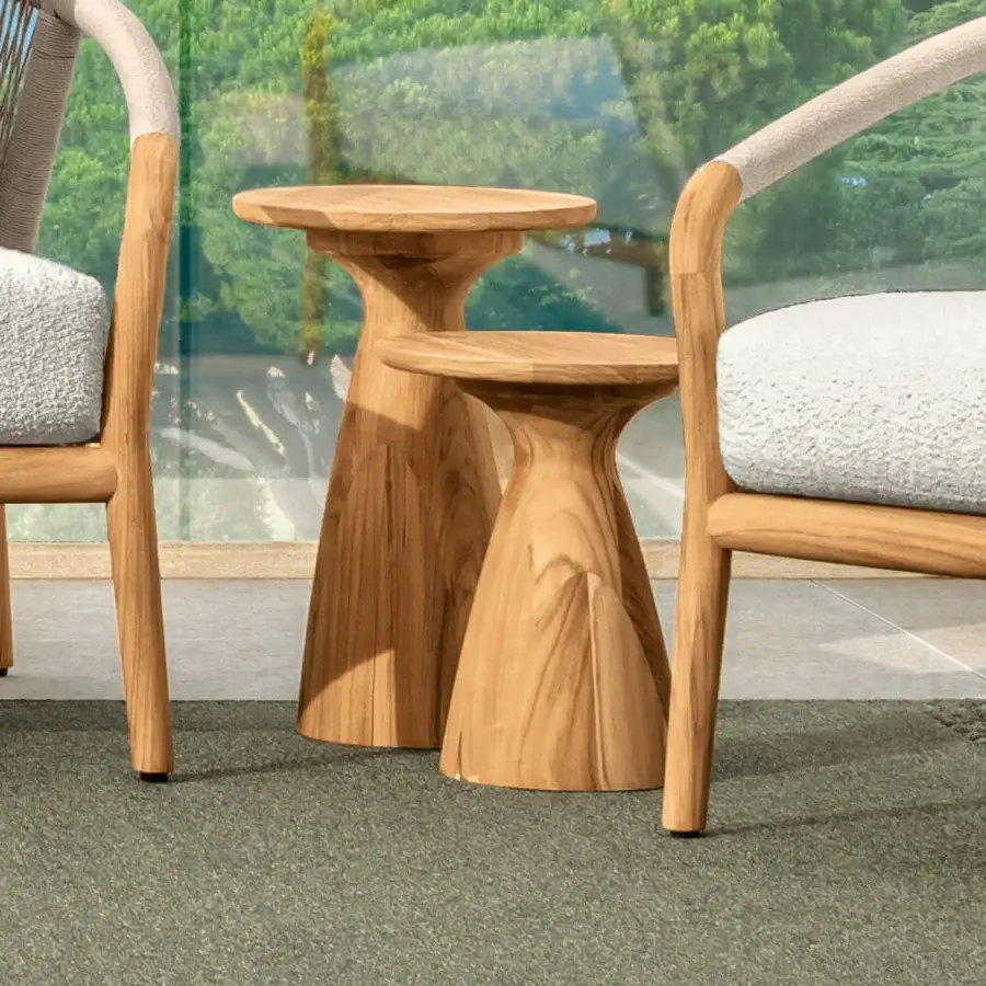 Elegant Talenti Parker side and coffee table crafted in wood with light finish and slender silhouette