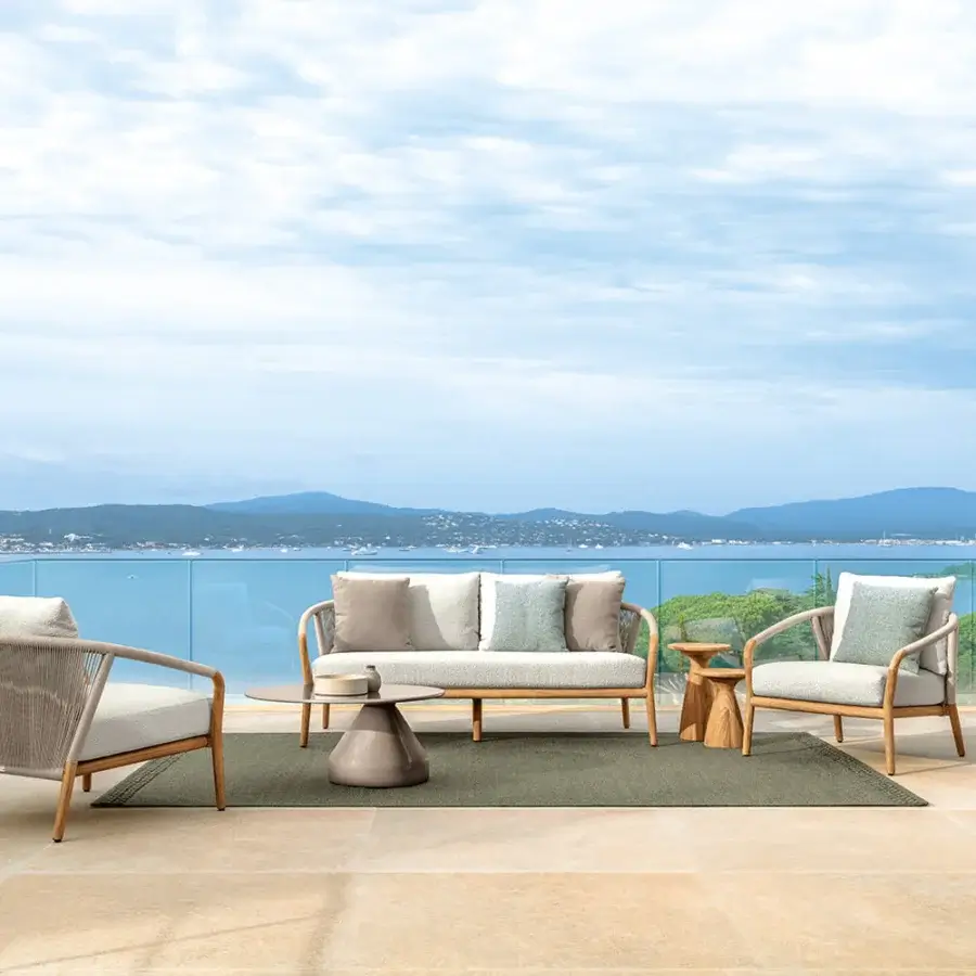 Superior Talenti Parker coffee table crafted in Italy with a matte taupe wood base and circular glass tabletop