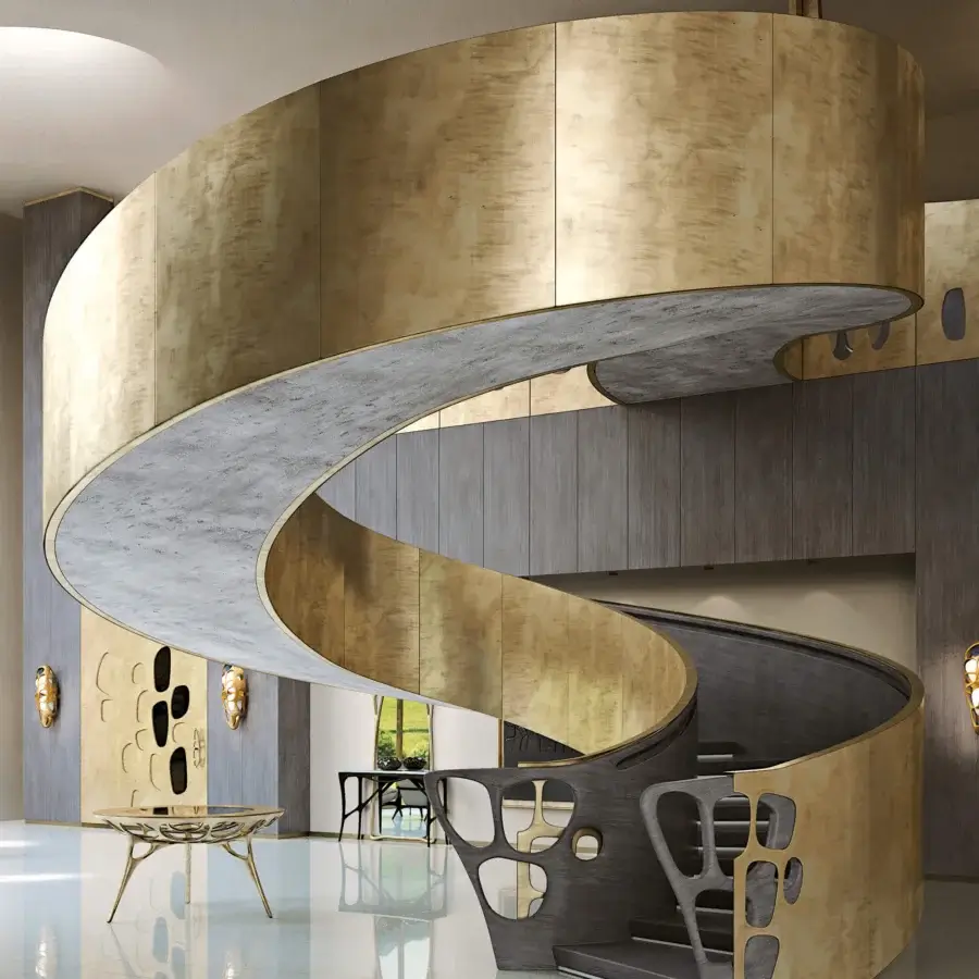 Lavish BelMondo by Bellotti Ezio Pegaso table crafted with a web-like metal structure and glossy metallic gold finish