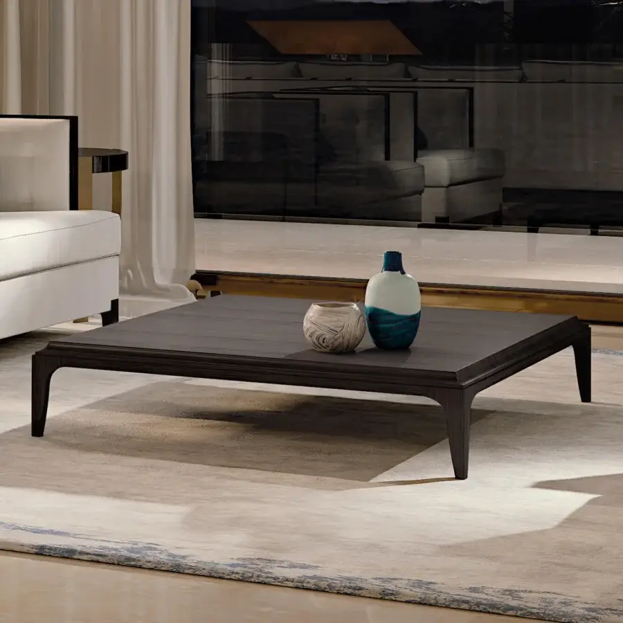Distinguished BelMondo by Bellotti Ezio Pleiadi coffee table in dark brown wood with a matte finish highlighting natural grain