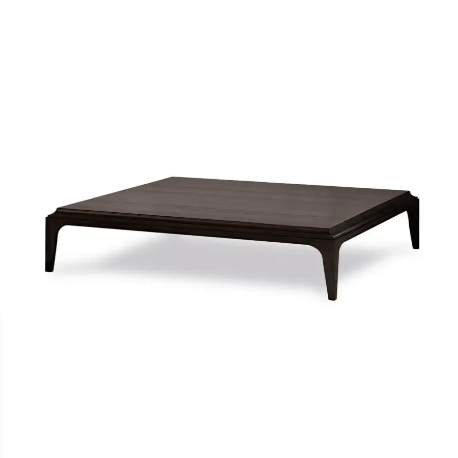Distinguished BelMondo by Bellotti Ezio Pleiadi coffee table with dark brown wood and clean, curved lines exhibiting contemporary style
