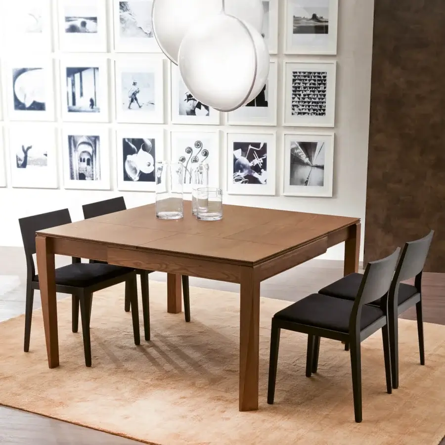Distinguished Pacini & Cappellini Plurimo table crafted with ash veneer and solid ash, exhibiting a medium brown finish with smooth matte texture